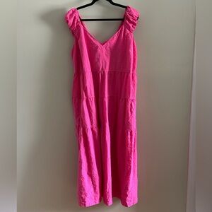 Old Navy Pink Ruched Sundress with V-Neck